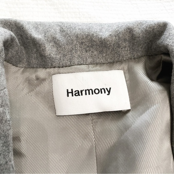NWOT HARMONY PARIS GREY 100% WOOL BELTED SINGLE BUTTON CLOSURE BLAZER - Picture 10 of 14